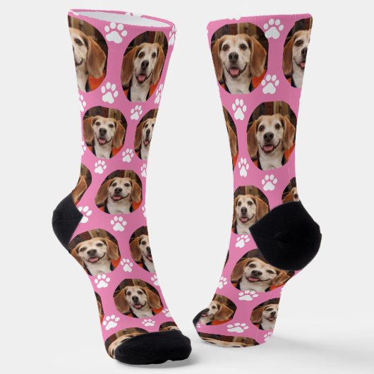 Niedlicher Rosa Pet-Foto-Druckkopf Socken (Gewinkelt)