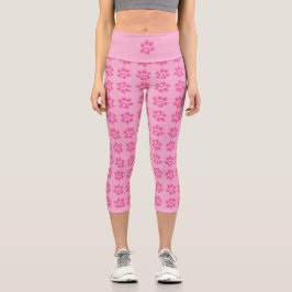 Niedlicher rosa Pfoten druckt Capri-Leggings Capri Leggings