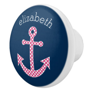 Niedlicher rosa Polka-Punkt-Anker mit Keramikknauf