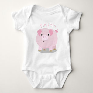 Niedlicher Rosa-Pot-Cartoon Baby Strampler