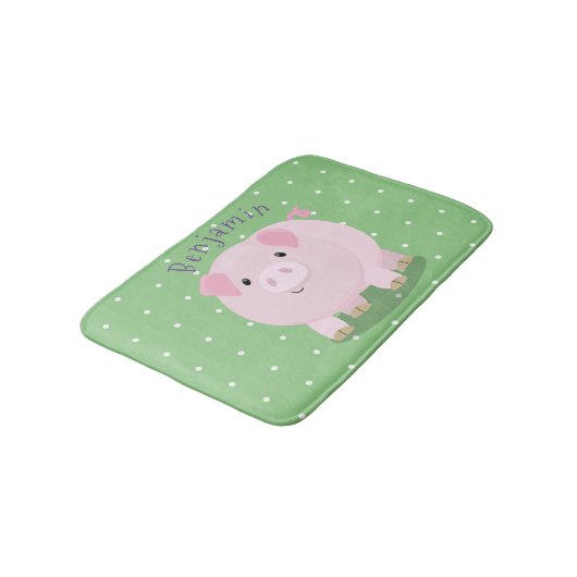 Niedlicher Rosa-Pot-Cartoon Badematte (Schrägansicht)