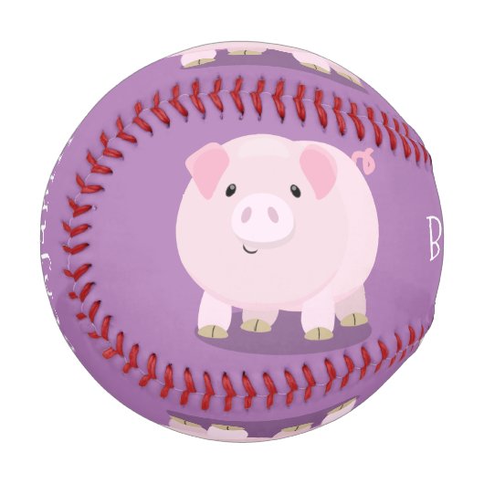 Niedlicher Rosa-Pot-Cartoon Baseball (Vorderseite Links)