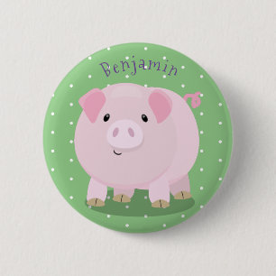 Niedlicher Rosa-Pot-Cartoon Button