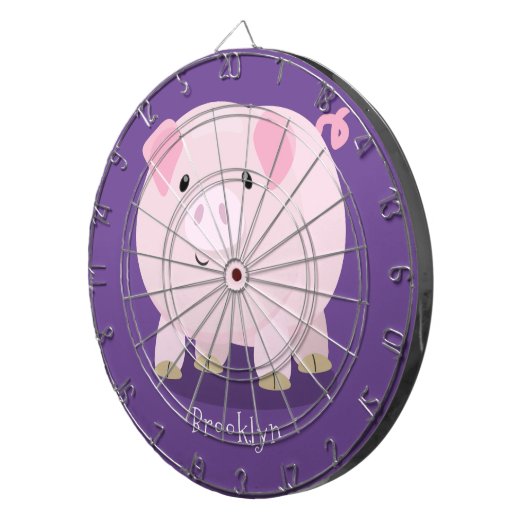 Niedlicher Rosa-Pot-Cartoon Dartscheibe (Vorderseite rechts)