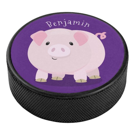 Niedlicher Rosa-Pot-Cartoon Eishockey Puck (3/4)
