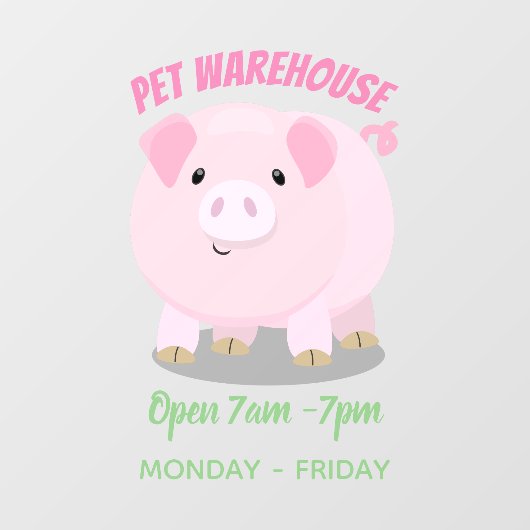 Niedlicher Rosa-Pot-Cartoon Fensteraufkleber (Blatt)