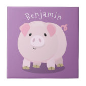 Niedlicher Rosa-Pot-Cartoon Fliese (Vorderseite)