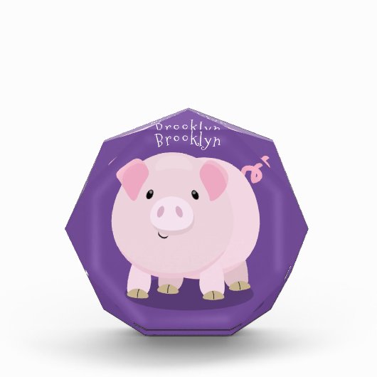 Niedlicher Rosa-Pot-Cartoon Fotoblock (Vorderseite)