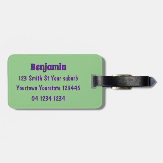 Niedlicher Rosa-Pot-Cartoon Gepäckanhänger (Rückseite horizontal)