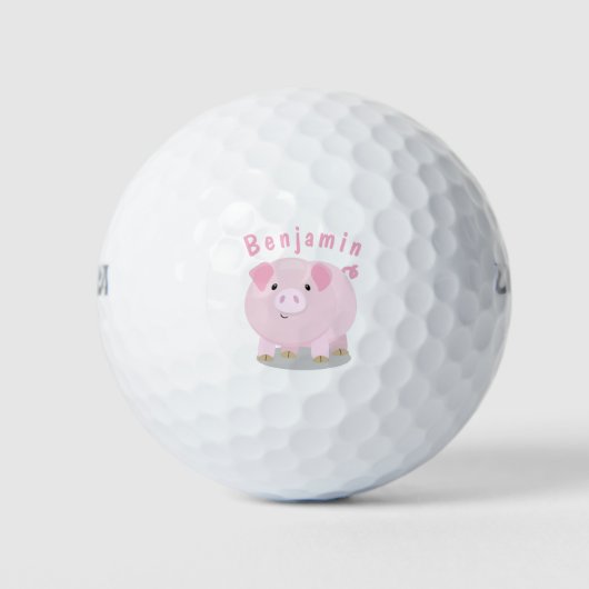Niedlicher Rosa-Pot-Cartoon Golfball (Vorderseite)