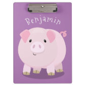 Niedlicher Rosa-Pot-Cartoon Klemmbrett (Vorderseite)