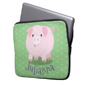 Niedlicher Rosa-Pot-Cartoon Laptopschutzhülle (Vorderseite Links)