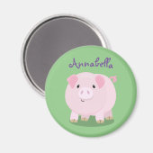 Niedlicher Rosa-Pot-Cartoon Magnet (Vorderseite/Rückseite)