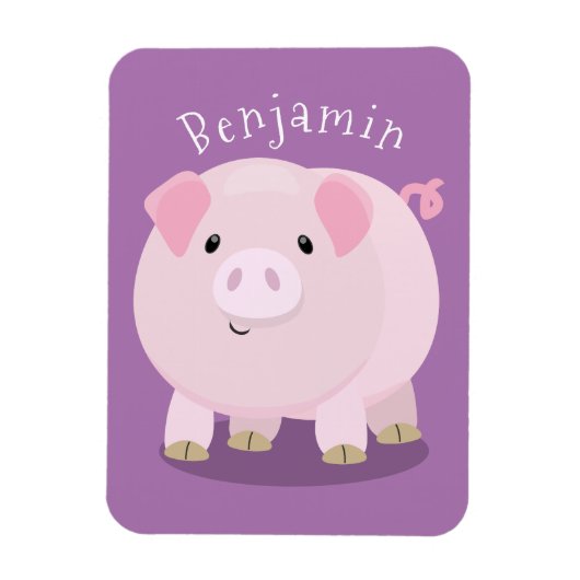 Niedlicher Rosa-Pot-Cartoon Magnet (Vertikal)