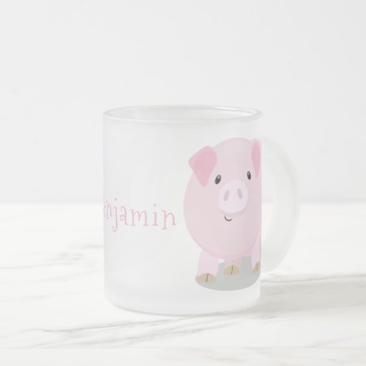 Niedlicher Rosa-Pot-Cartoon Mattglastasse (VorderseiteRechts)