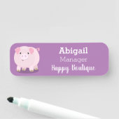 Niedlicher Rosa-Pot-Cartoon Namensschild (Beispiel)