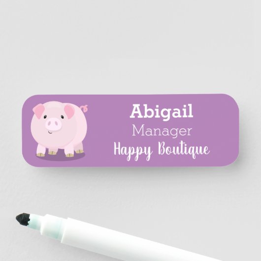 Niedlicher Rosa-Pot-Cartoon Namensschild (Beispiel)