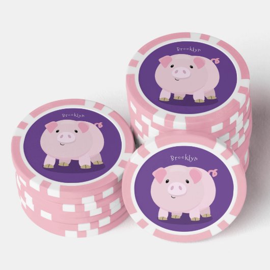 Niedlicher Rosa-Pot-Cartoon Pokerchips (Stapel)