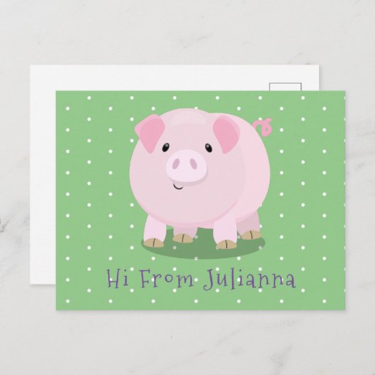 Niedlicher Rosa-Pot-Cartoon Postkarte (Vorne/Hinten)