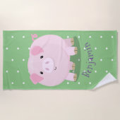 Niedlicher Rosa-Pot-Cartoon Strandtuch (Vorderseite)