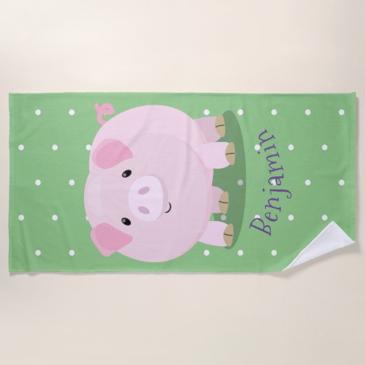 Niedlicher Rosa-Pot-Cartoon Strandtuch (Vorderseite)