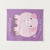 Niedlicher Rosa-Pot-Cartoon Wandteppich (Vorderseite (Horizontal))