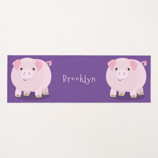 Niedlicher Rosa-Pot-Cartoon Yogamatte (Vorderseite (Horizontal))