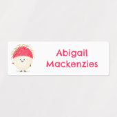 Niedlicher rosa Rambutan-Cartoon personalisiert Etiketten (Design 2)