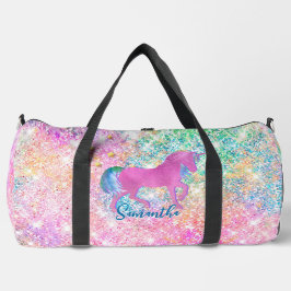 Niedlicher Rosa Regenbogen Einhorn Glitzer Duffle Bag