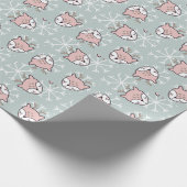 Niedlicher Rosa Rentierfisch Schneeflocken Kinderu Geschenkpapier (Ecke)