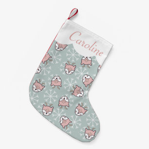 Niedlicher Rosa Rentierfisch Schneeflocken Kinderu Kleiner Weihnachtsstrumpf