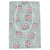 Niedlicher Rosa Rentierfisch Schneeflocken Kinderu Mittlere Geschenktüte (Vorderseite)