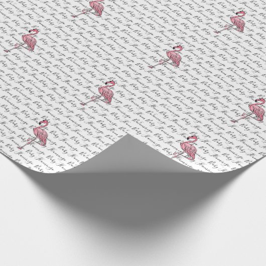Niedlicher Rosa Retro-Flamingo Geschenkpapier (Ecke)