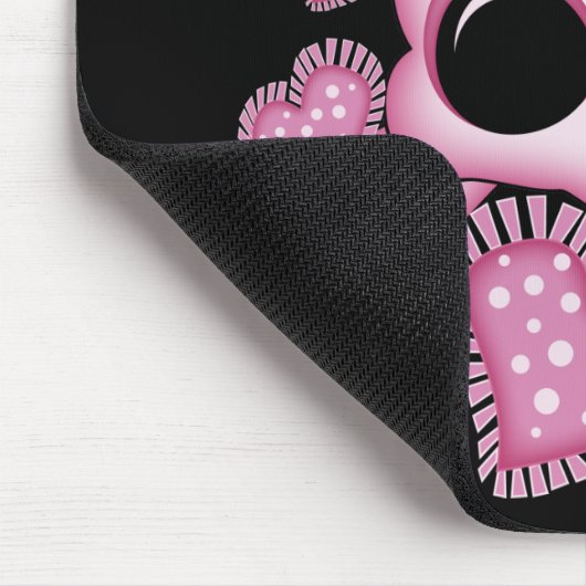 Niedlicher rosa Schädel Mousepad (Ecke)