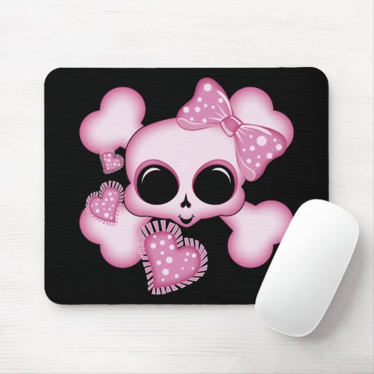 Niedlicher rosa Schädel Mousepad (Mit Mouse)