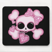Niedlicher rosa Schädel Mousepad (Vorne)