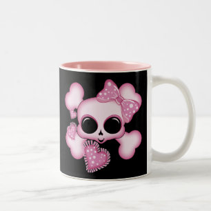 Niedlicher rosa Schädel Zweifarbige Tasse