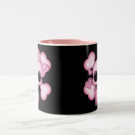Niedlicher rosa Schädel Zweifarbige Tasse (Mittel)
