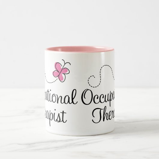 Niedlicher rosa Schmetterlings-beruflicher Zweifarbige Tasse (Mittel)