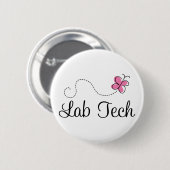 Niedlicher rosa Schmetterlings-LabradorTech Button (Vorne & Hinten)