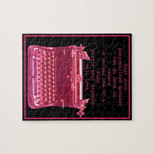 Niedlicher rosa Schreibmaschine Personalisiert Jig Puzzle (Horizontal)
