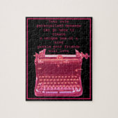 Niedlicher rosa Schreibmaschine Personalisiert Jig Puzzle (Vertikal)