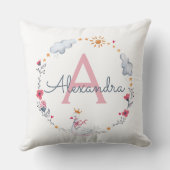 Niedlicher rosa Schwan und sonnenblumiger Kranz mi Kissen (Rückseite)