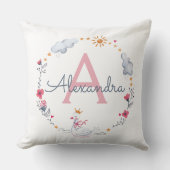 Niedlicher rosa Schwan und sonnenblumiger Kranz mi Kissen (Vorderseite)