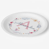 Niedlicher rosa Schwan und sonnenblumiger Kranz mi Pappteller (Schrägansicht)