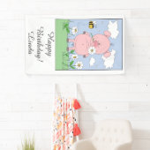 Niedlicher rosa Schwein-Cartoon Banner (Insitu)