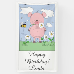 Niedlicher rosa Schwein-Cartoon Banner