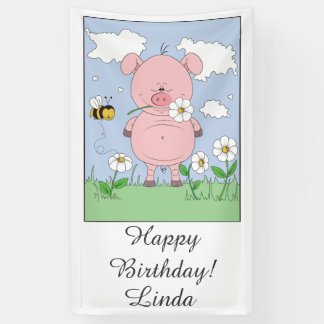 Niedlicher rosa Schwein-Cartoon Banner