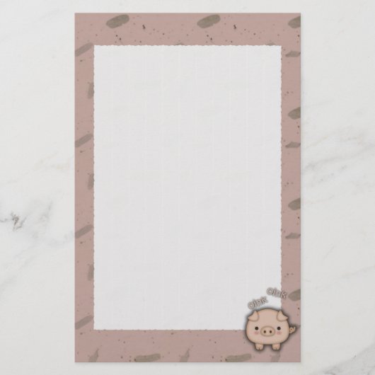 Niedlicher rosa Schwein-Oink rosa Hintergrund Briefpapier (Vorderseite)