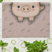 Niedlicher rosa Schwein-Oink rosa Hintergrund Geschirrtuch (Gefaltet)